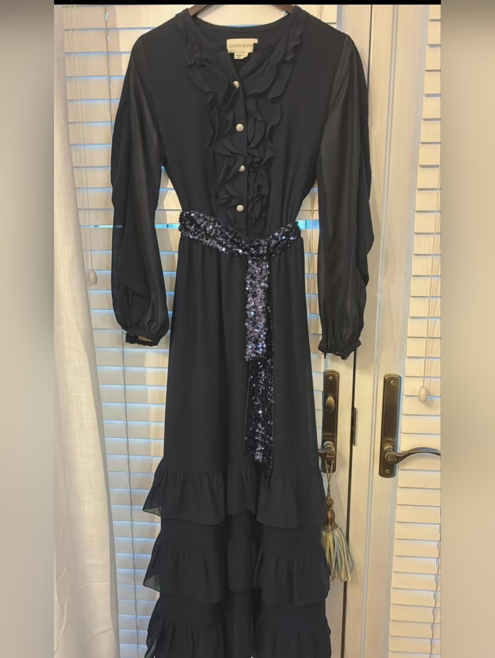 Sachin & Babi venus ruffled gown